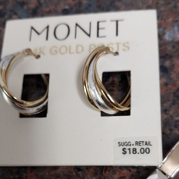 Monet Silvertone and Goldtone Jewelry...Elegant Minimalist Design...NEW - Picture 3 of 5